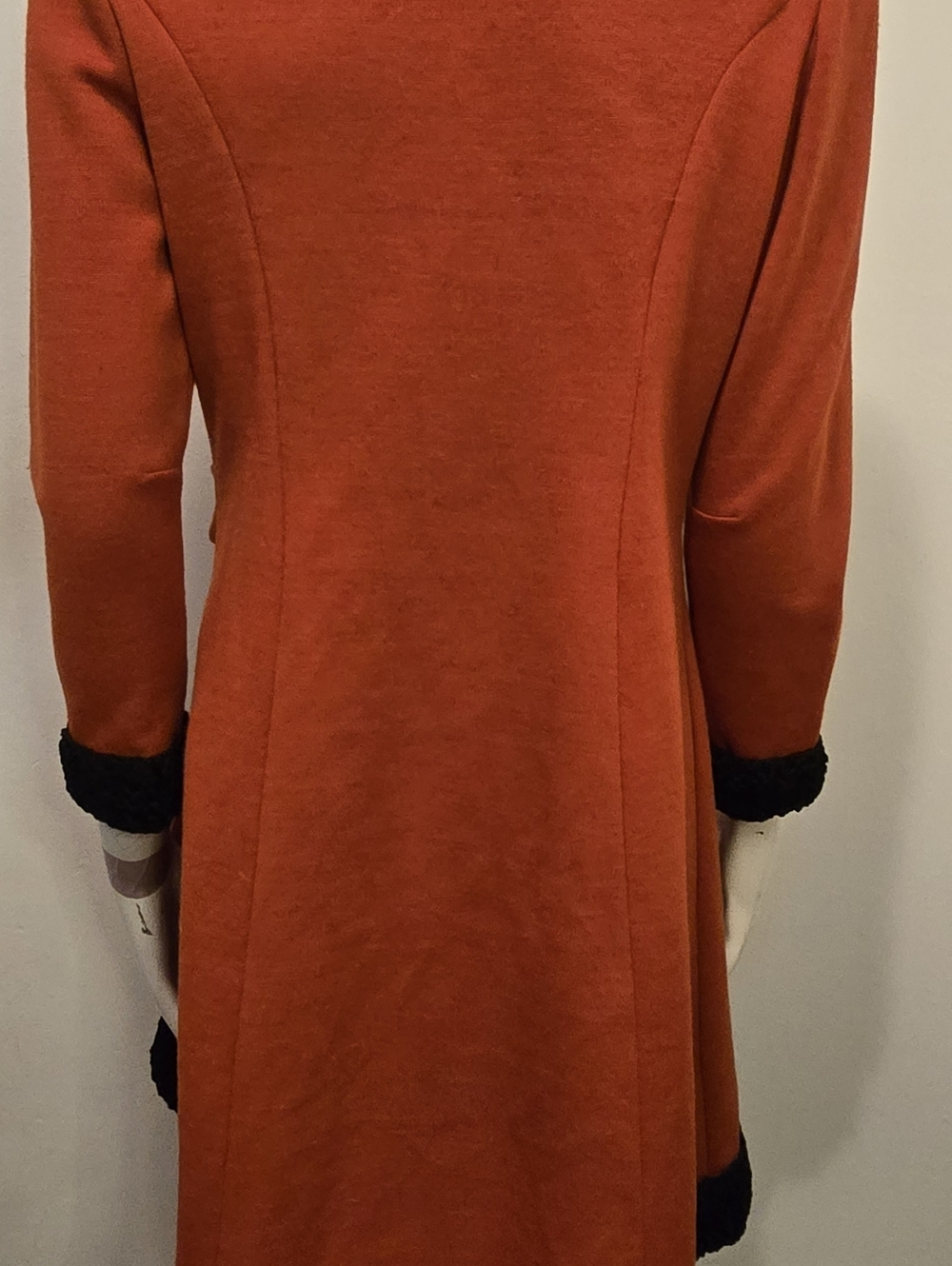 Vtg Alfred Werber 1960S MOD Red Wrap Coat Foxy Red & Black Faux Shearling S/M - Picture 7 of 16